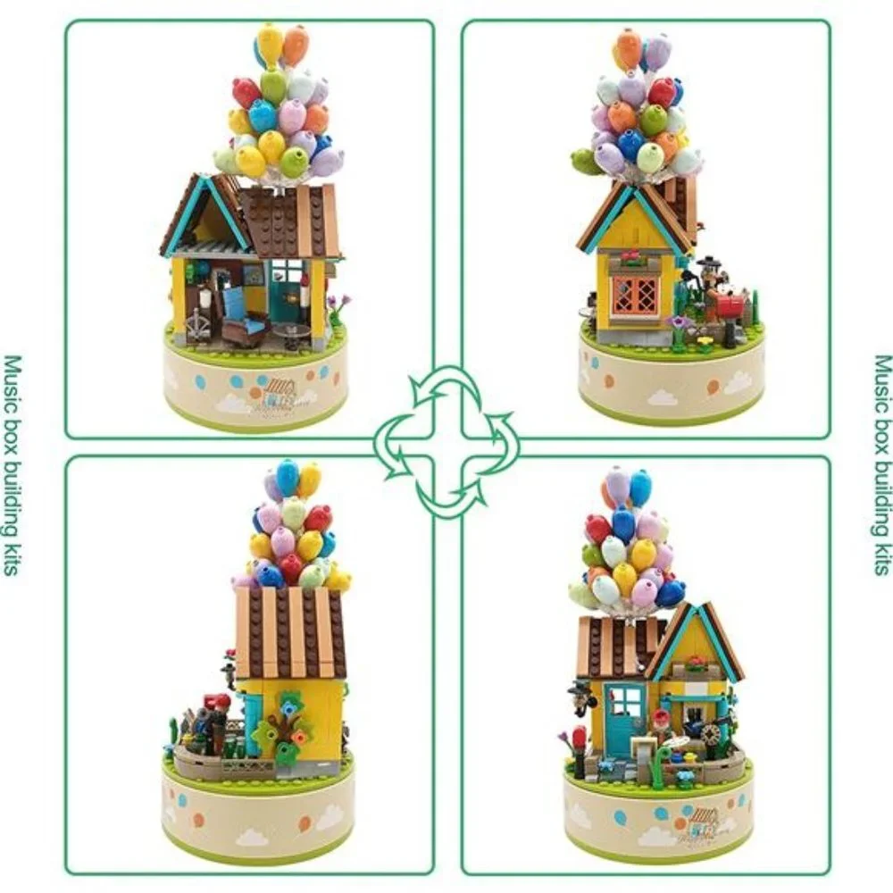 Music Box Set House Flowers Balloon Friends for Kids 8-14 Yrs, Building Blocks